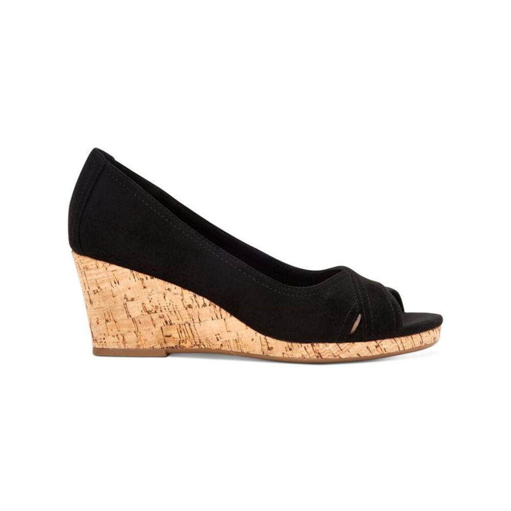 CHARTER CLUB Womens Black 1/2" Platform CorkToniie Wedge Slide Sandals 5 M